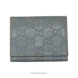 🔴 Gucci Card Holder Wallet - Powder Blue Guccissima Leather